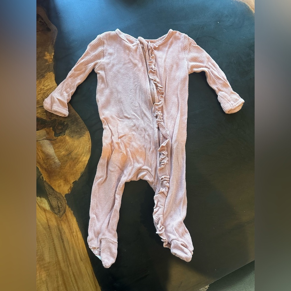 CADEN LANE ruffle butt zip onsie